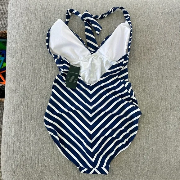 Ralph Lauren Deauville Striped Halter One Piece Swimsuit sz 8 - Picture 7 of 9